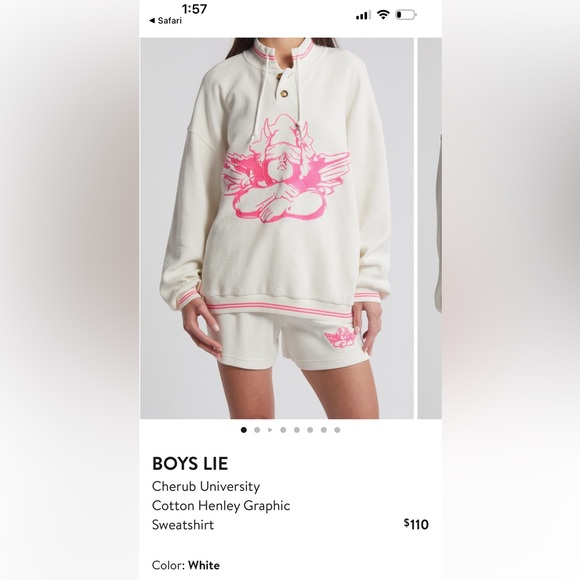 Boy’s Lie cherub university cotton Henley crewneck and short set - Picture 2 of 9